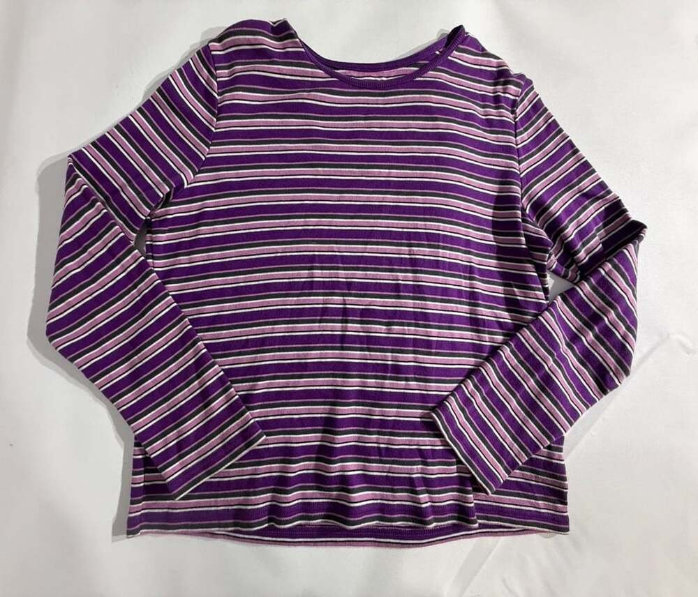 Hannah Purple Striped Long Sleeve Shirt Womens L